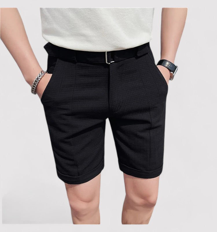 Checked men's shorts with adjustable belt