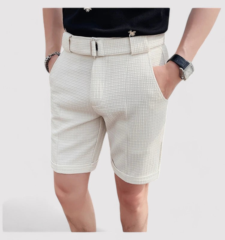 Checked men's shorts with adjustable belt