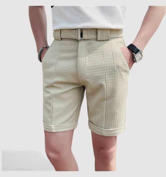 Checked men's shorts with adjustable belt