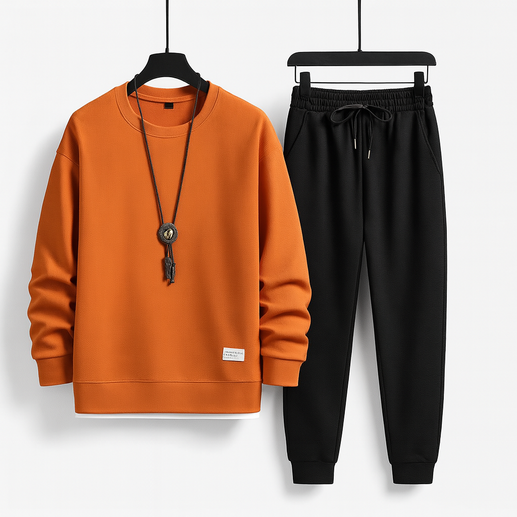 Matching tracksuit orange/black