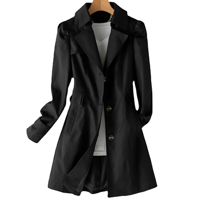 Damen Trenchcoat mit Knöpfen - Mid-Season-Mantel mit Kragen