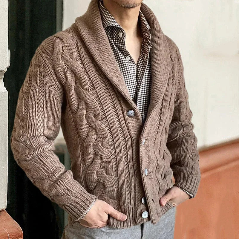Warm knitted cardigan for men for autumn and winter