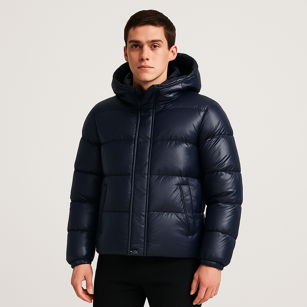  Quilted jacket blue with model