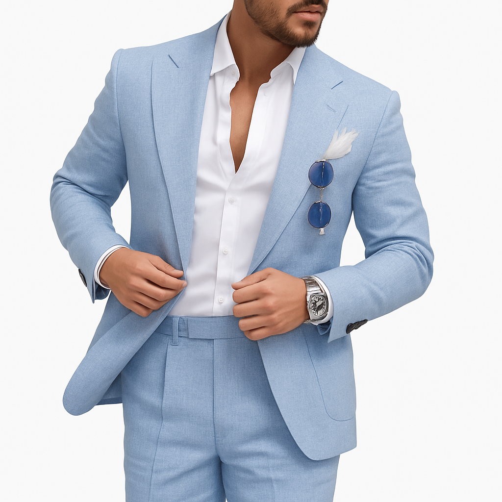 2-piece suit for men sky blue