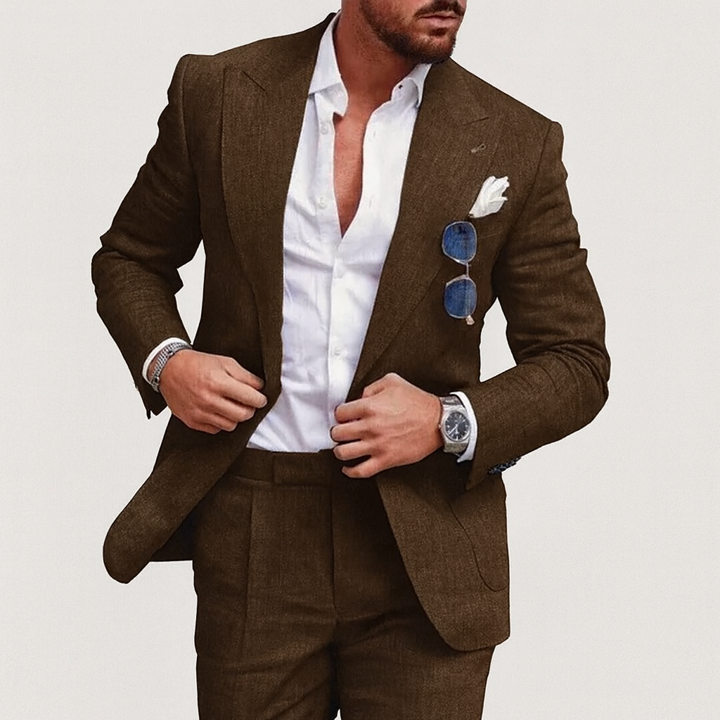 2-piece suit for men brown