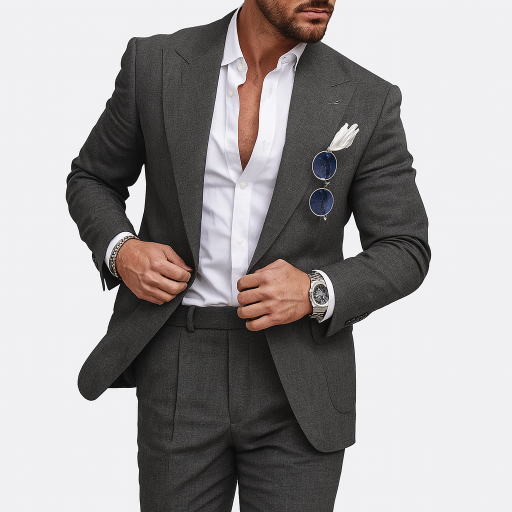 2-piece suit for men drak gray