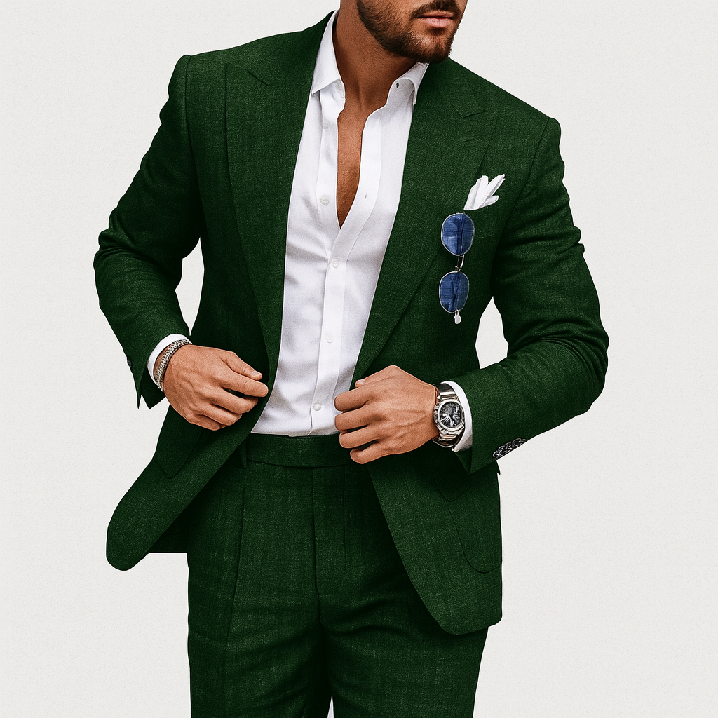 2-piece suit for men green