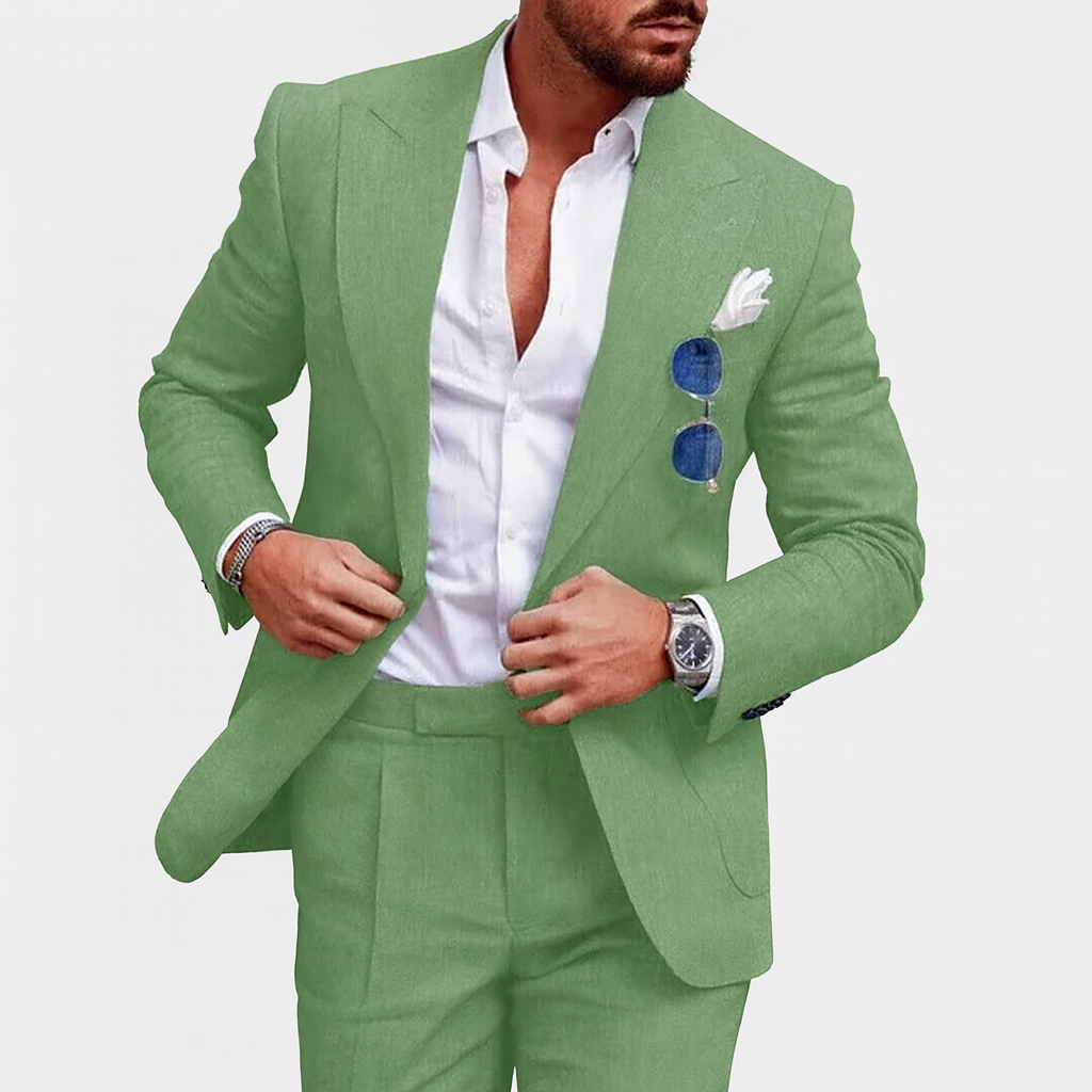 2-piece suit for  men army green