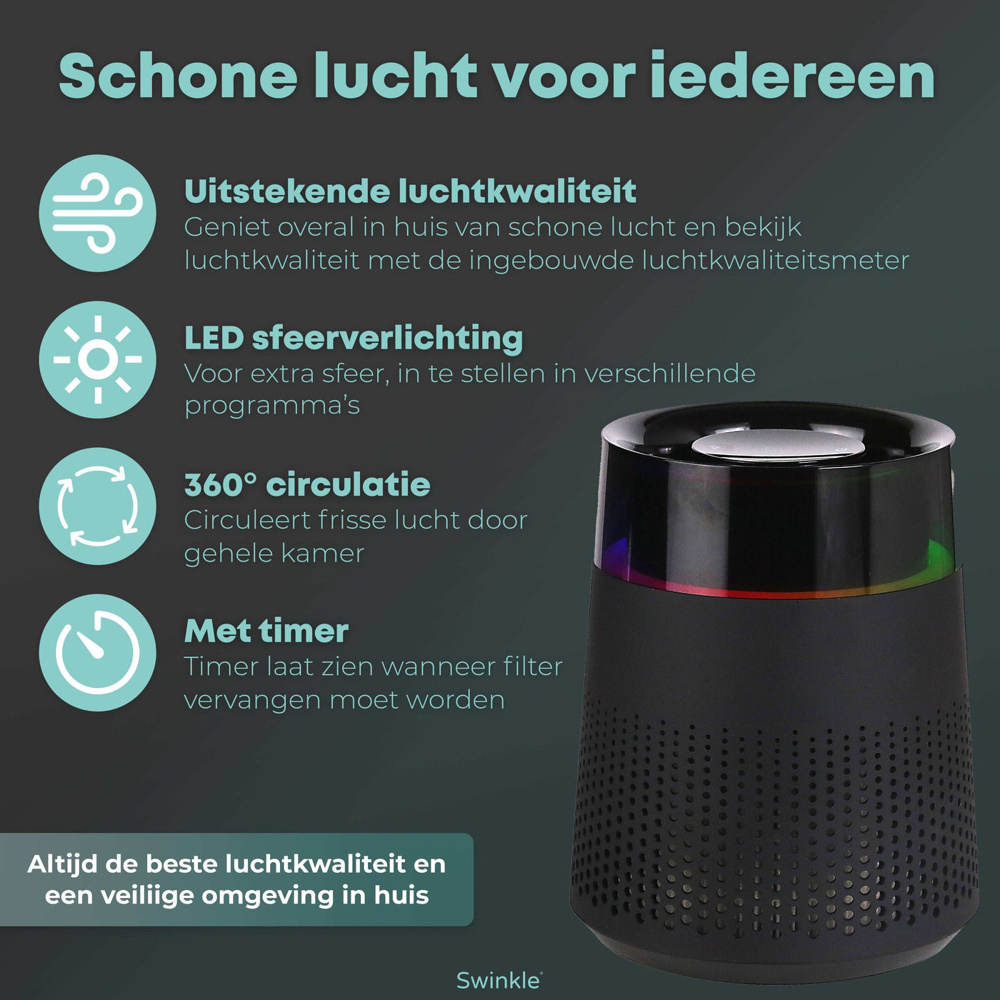 Luftreiniger - Luftreiniger mit LED-Beleuchtung und HEPA-Filter