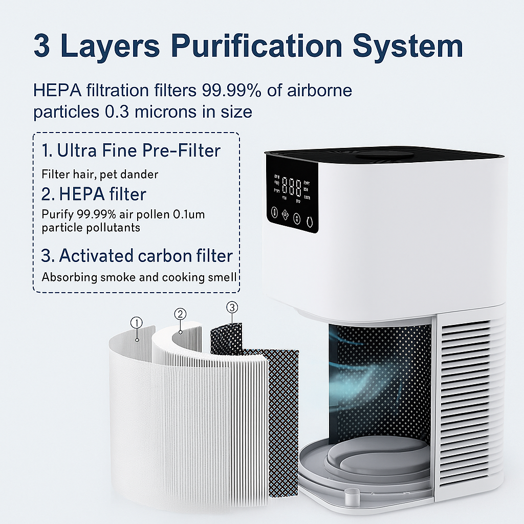 Air Purifier with HEPA Filter and Aromatherapy