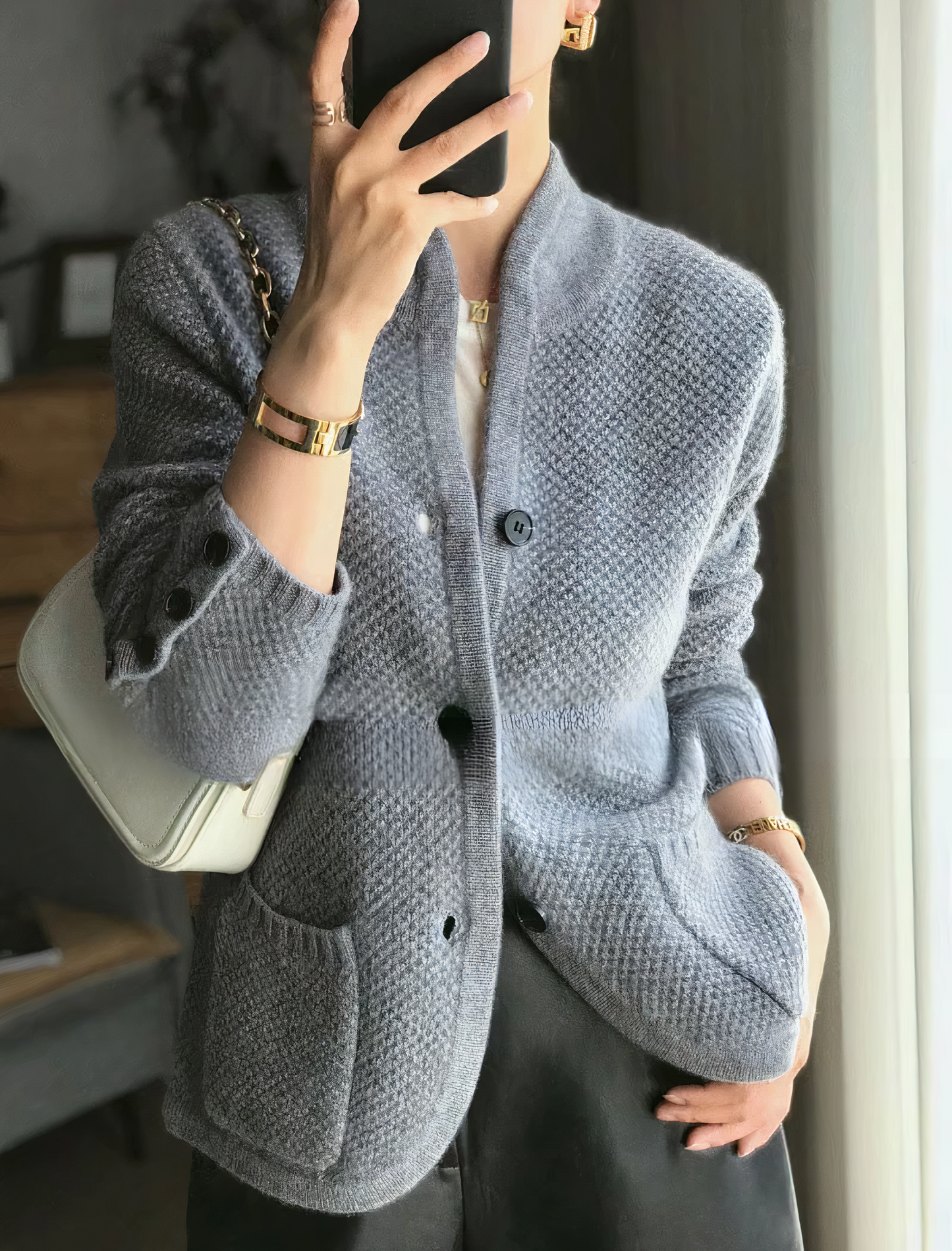 Cardigan pour femmes en cachemire avec boutons pour le style