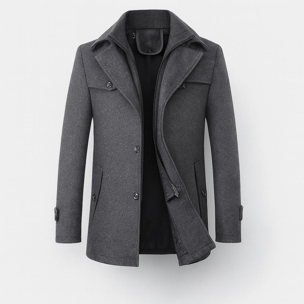 Classic men's wool coat gray