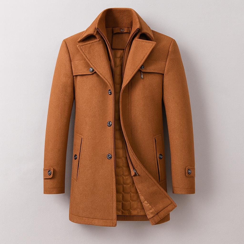 Classic men's wool coat brown