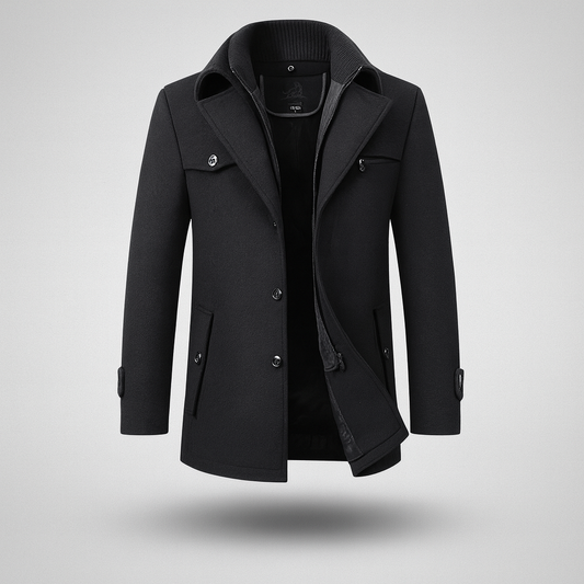 Classic men's wool coat black