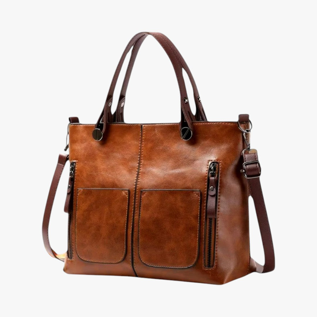 Lederhandtasche Multi-Pocket Umhängetasche im Vintage-Stil für Frauen