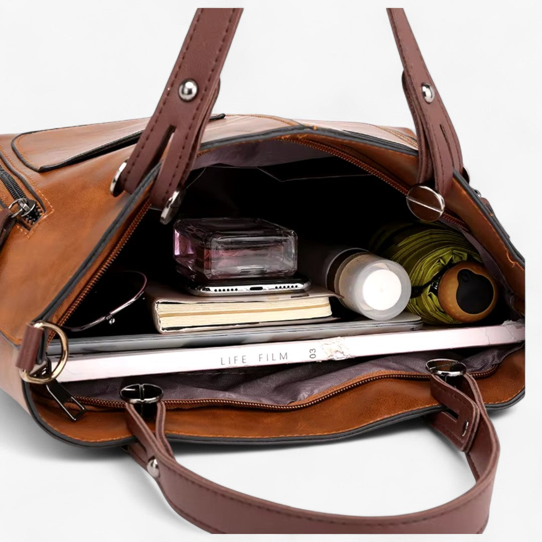 Lederhandtasche Multi-Pocket Umhängetasche im Vintage-Stil für Frauen