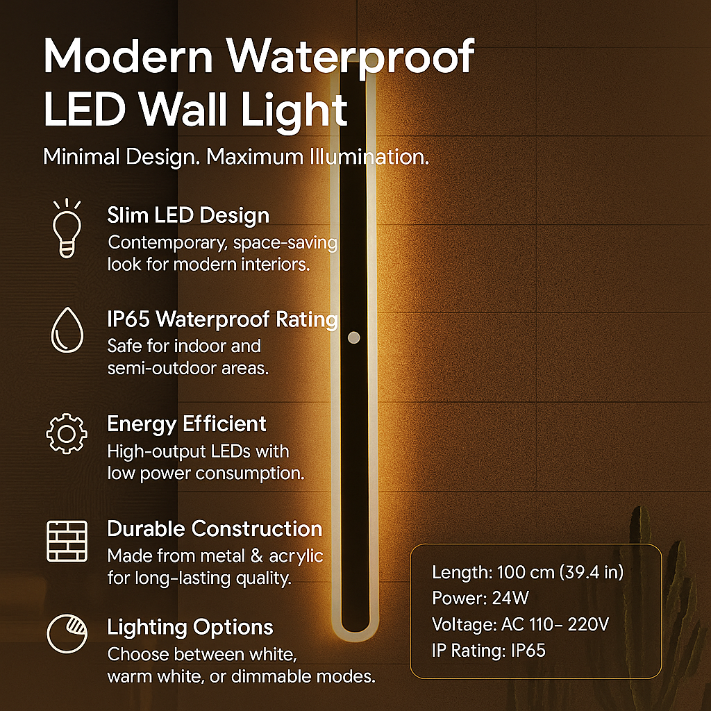 Lámpara de pared LED moderna e impermeable