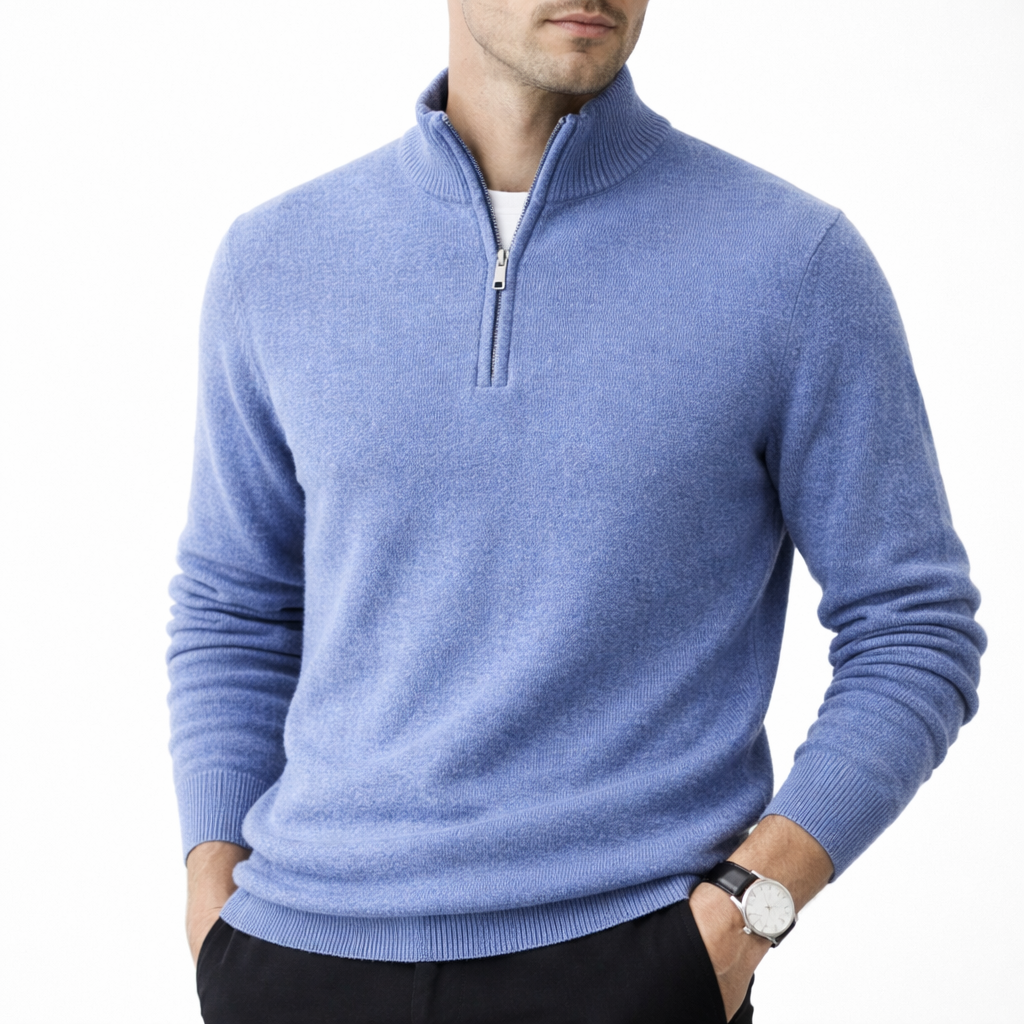 Men's Cashmere Zip-Up Sweater blue