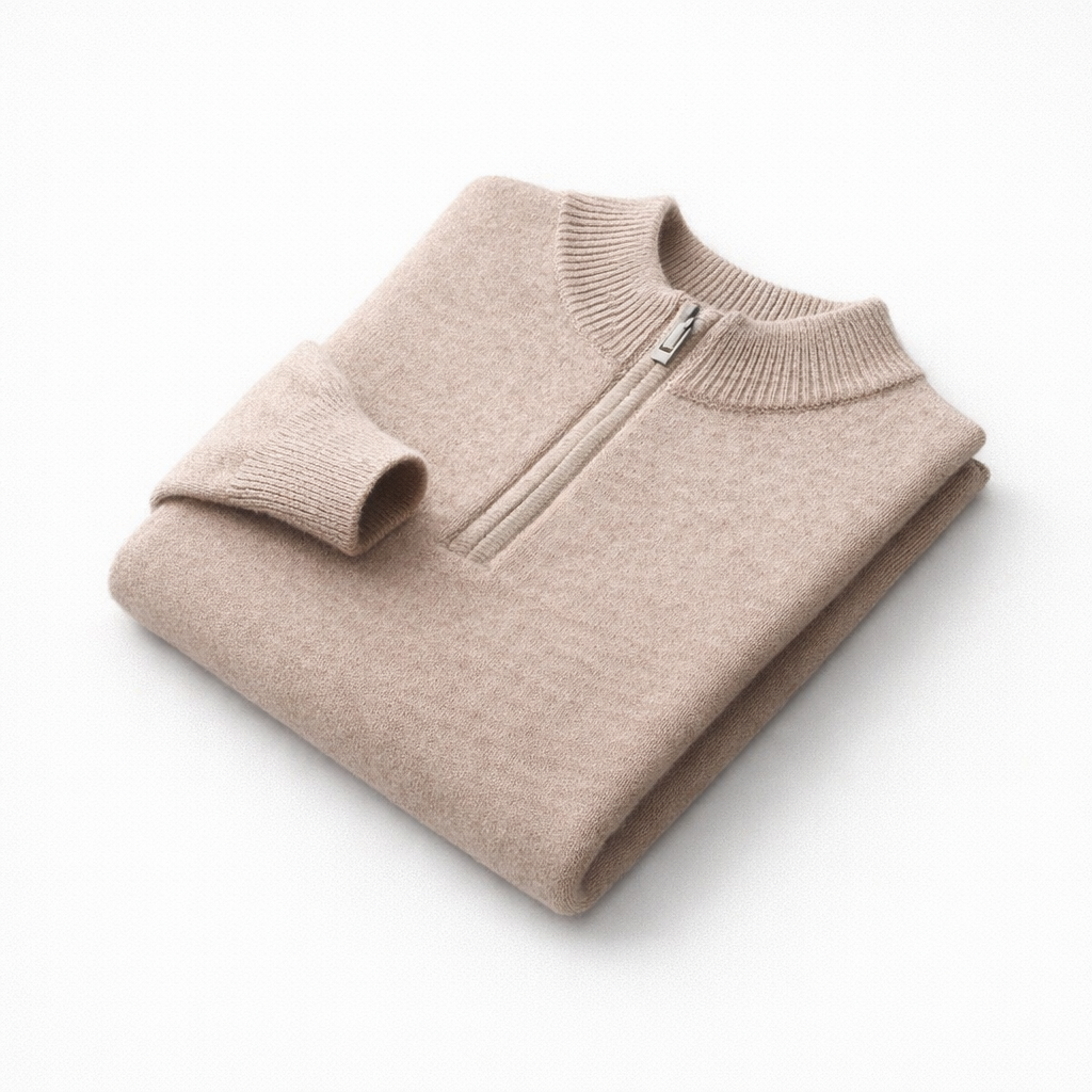 Men's Cashmere Zip-Up Sweater beige