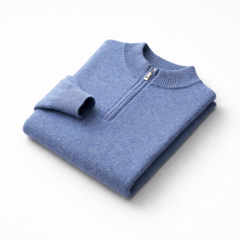 Men's Cashmere Zip-Up Sweater blue