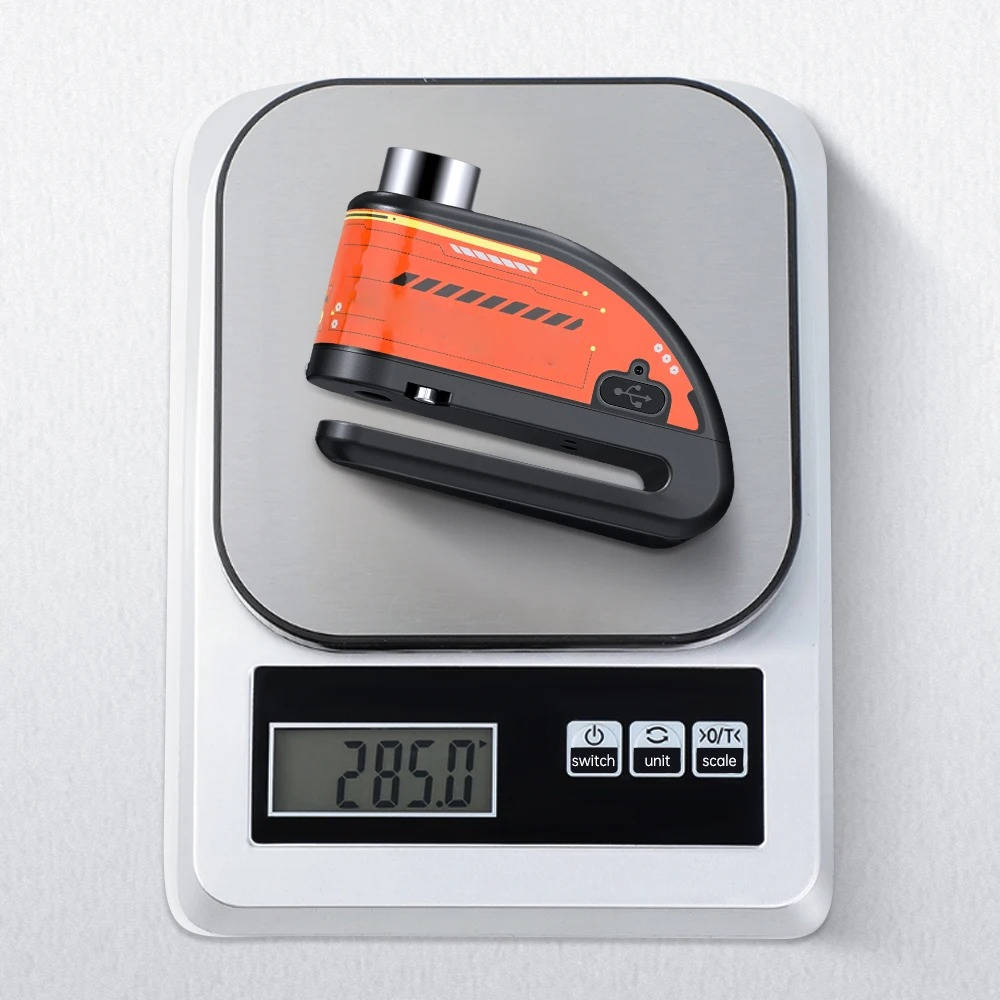 Alarma de bloqueo de disco para motocicleta con protección impermeable y sirena de 120dB - Recargable por USB con batería de larga duración