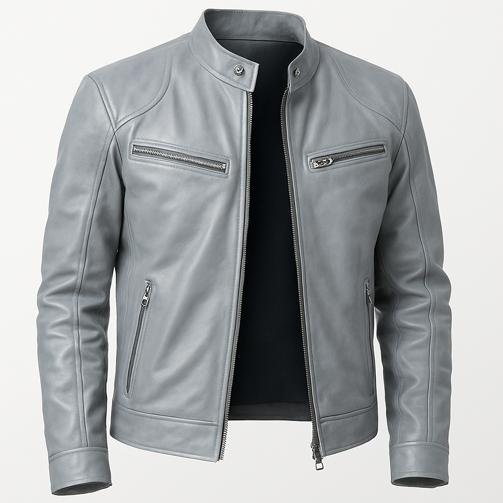 Leather jacket for men  gray