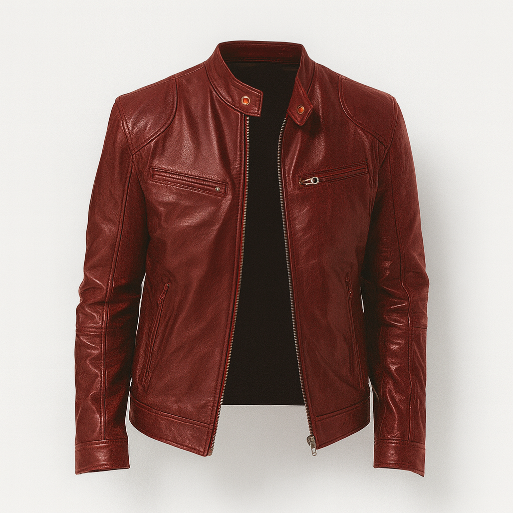 Leather jacket for men red