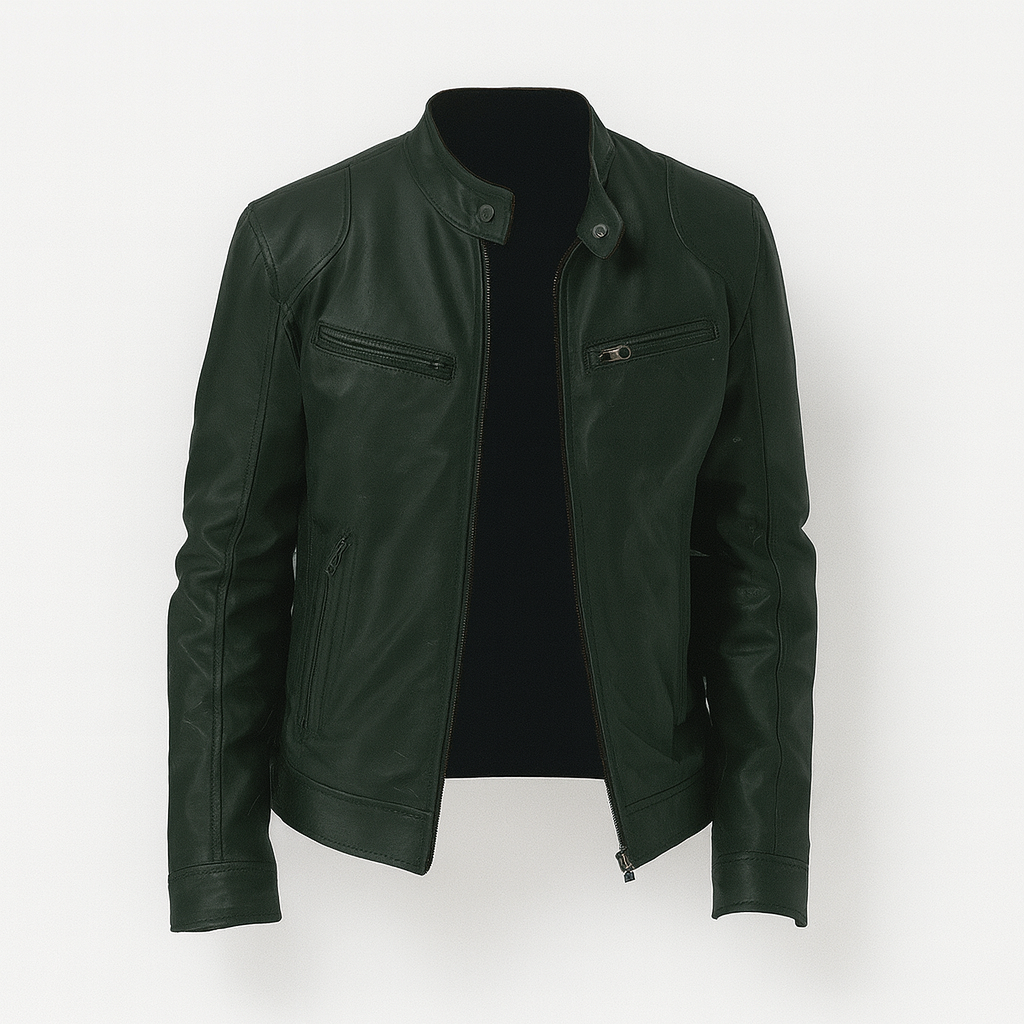 Leather jacket for men  green