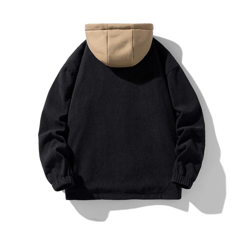 Giacca in velluto con cappuccio per uomo - Foderata