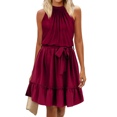 Elegantes Rundhalsausschnitt-Halterkleid - Sommerlicher Style