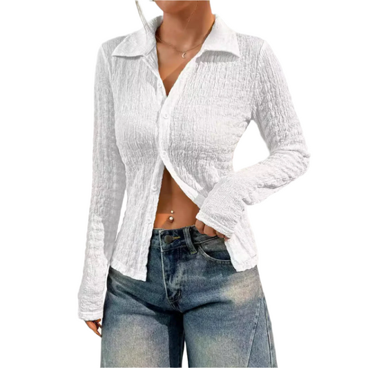 Štruktúrovaná dámska košeľa - nadčasový dlhý rukáv