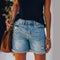 Denim-Shorts für Frauen - entspannte gerade Passform - gerollter Saum - atmungsaktives Gemisch
