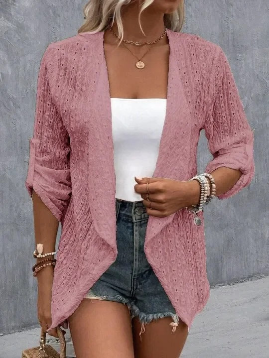 Boho Cardigan Damen gehäkelt offen geschnitten leichtes Design