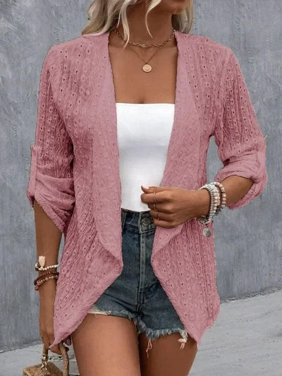Boho Cardigan Damen gehäkelt offen geschnitten leichtes Design