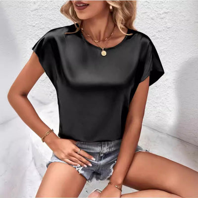 Satin-Top mit Fledermausärmeln für Damen – Stilvoll und bequem