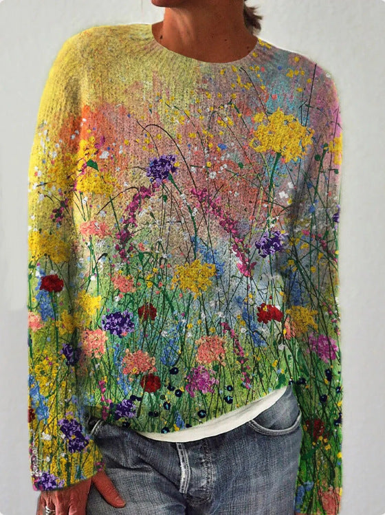 Maglione con fiori ricamati per donna