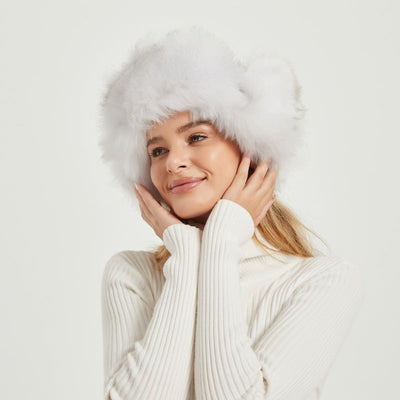 Damen Flauschige Wintermütze mit tierischen Ohren und voluminösem Design