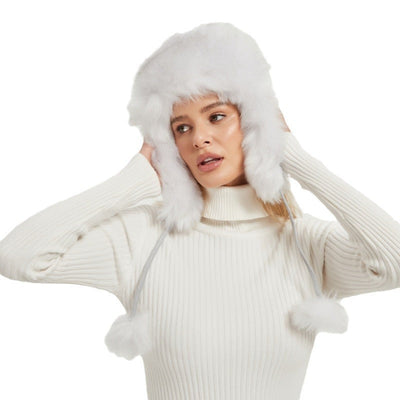 Damen Flauschige Wintermütze mit tierischen Ohren und voluminösem Design