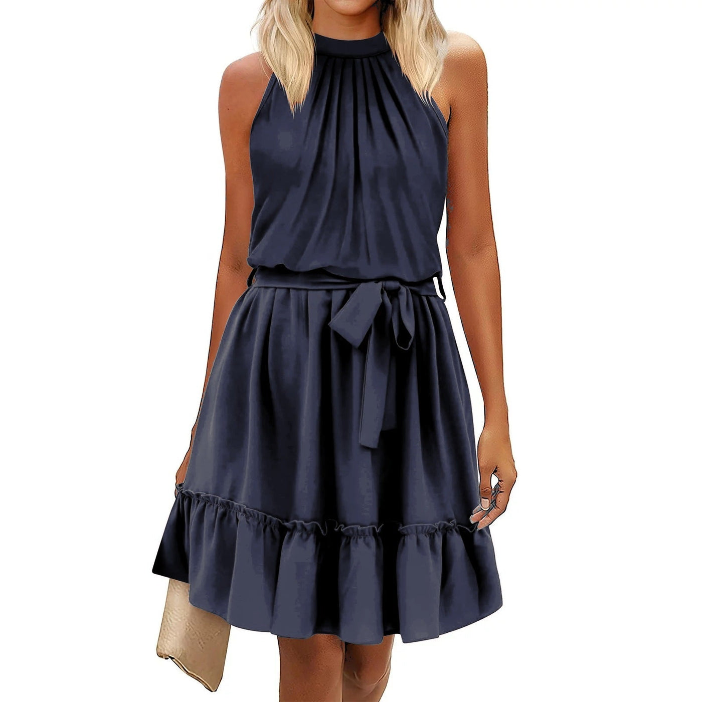 Elegantes Rundhalsausschnitt-Halterkleid - Sommerlicher Style