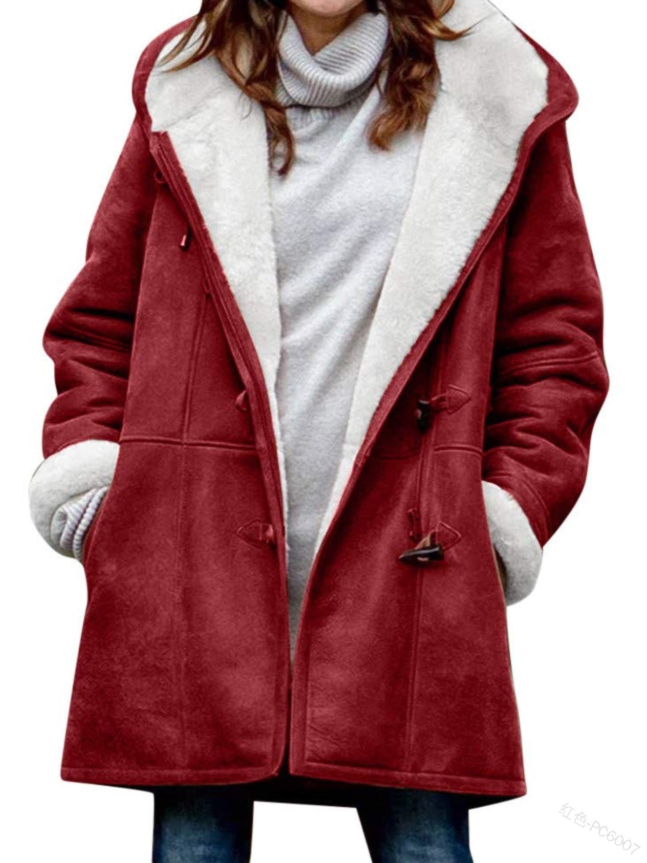 Warmer Damen Winterparka mit Kapuze | Langer Plüschmantel