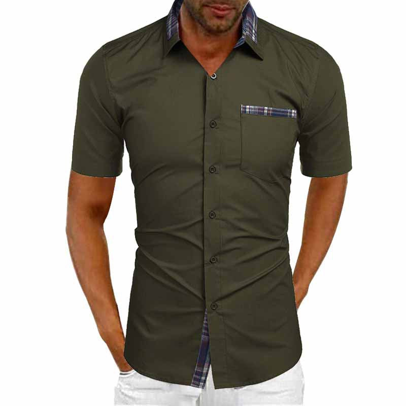 Herren Kurzarmhemd - Slim Fit Sommerhemd aus atmungsaktiver Baumwolle für Arbeit und Freizeit