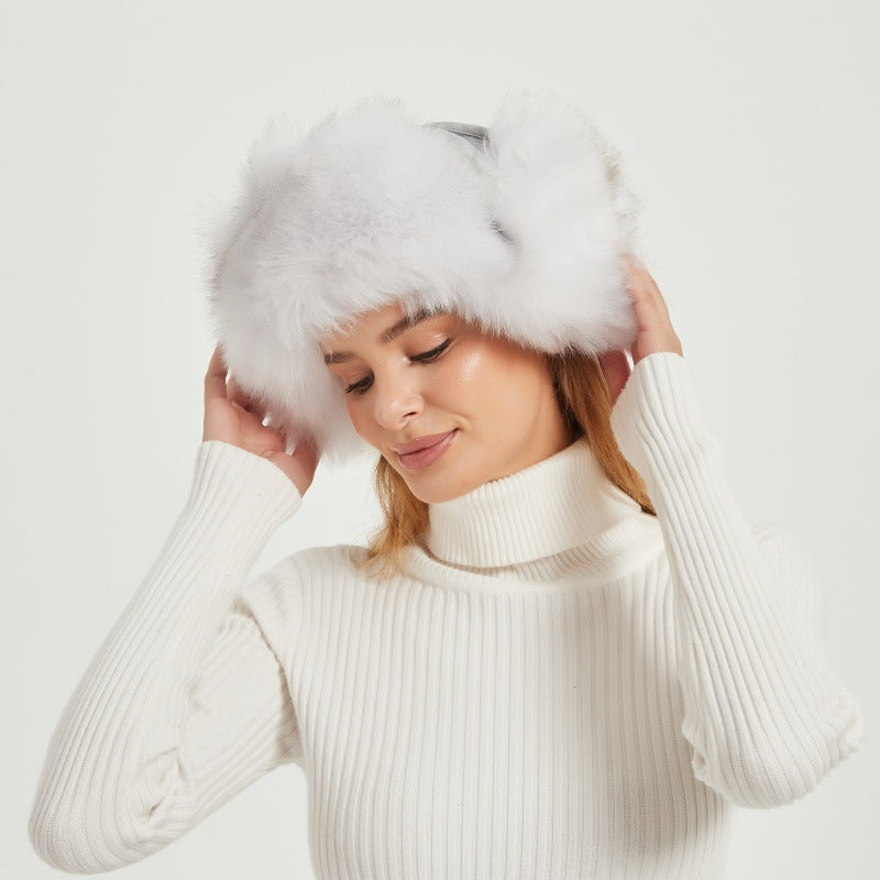 Damen Flauschige Wintermütze mit tierischen Ohren und voluminösem Design