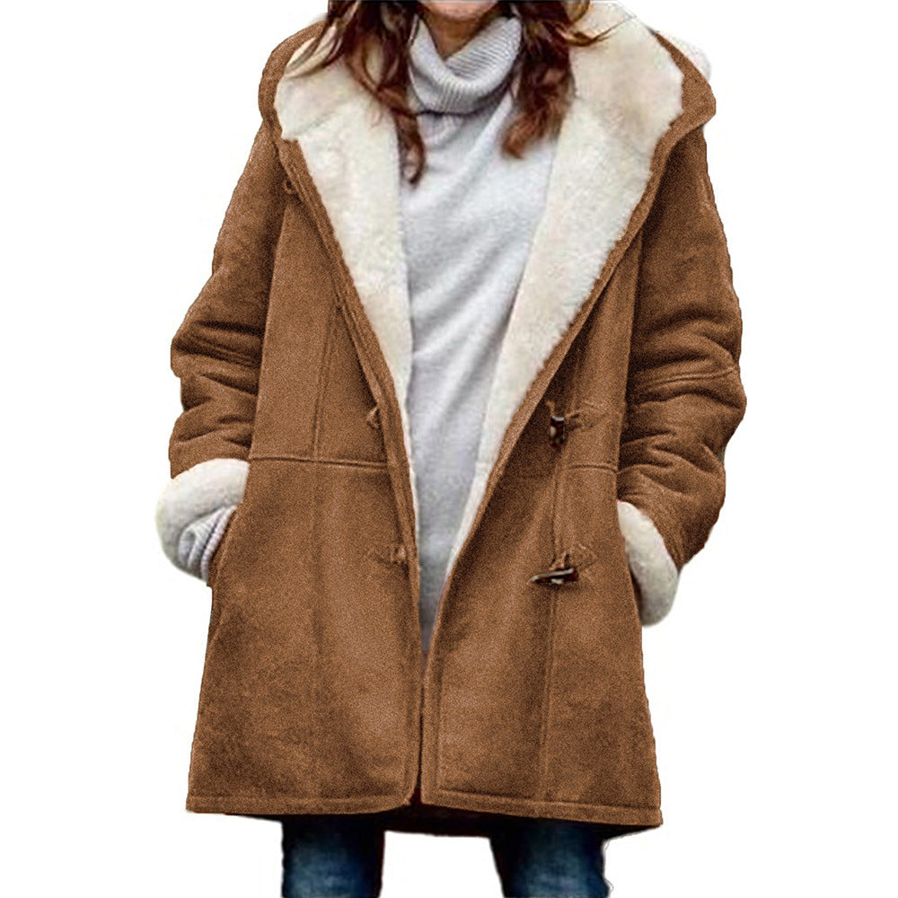 Warmer Damen Winterparka mit Kapuze | Langer Plüschmantel