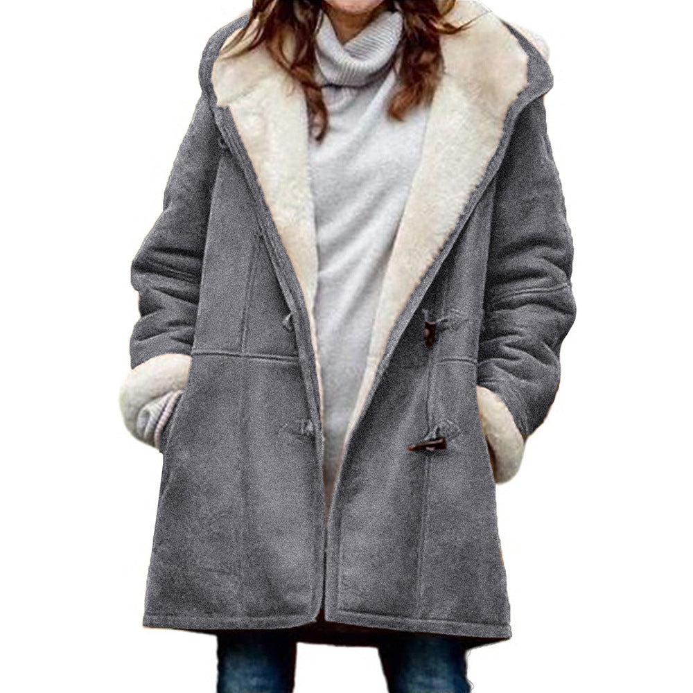 Warmer Damen Winterparka mit Kapuze | Langer Plüschmantel