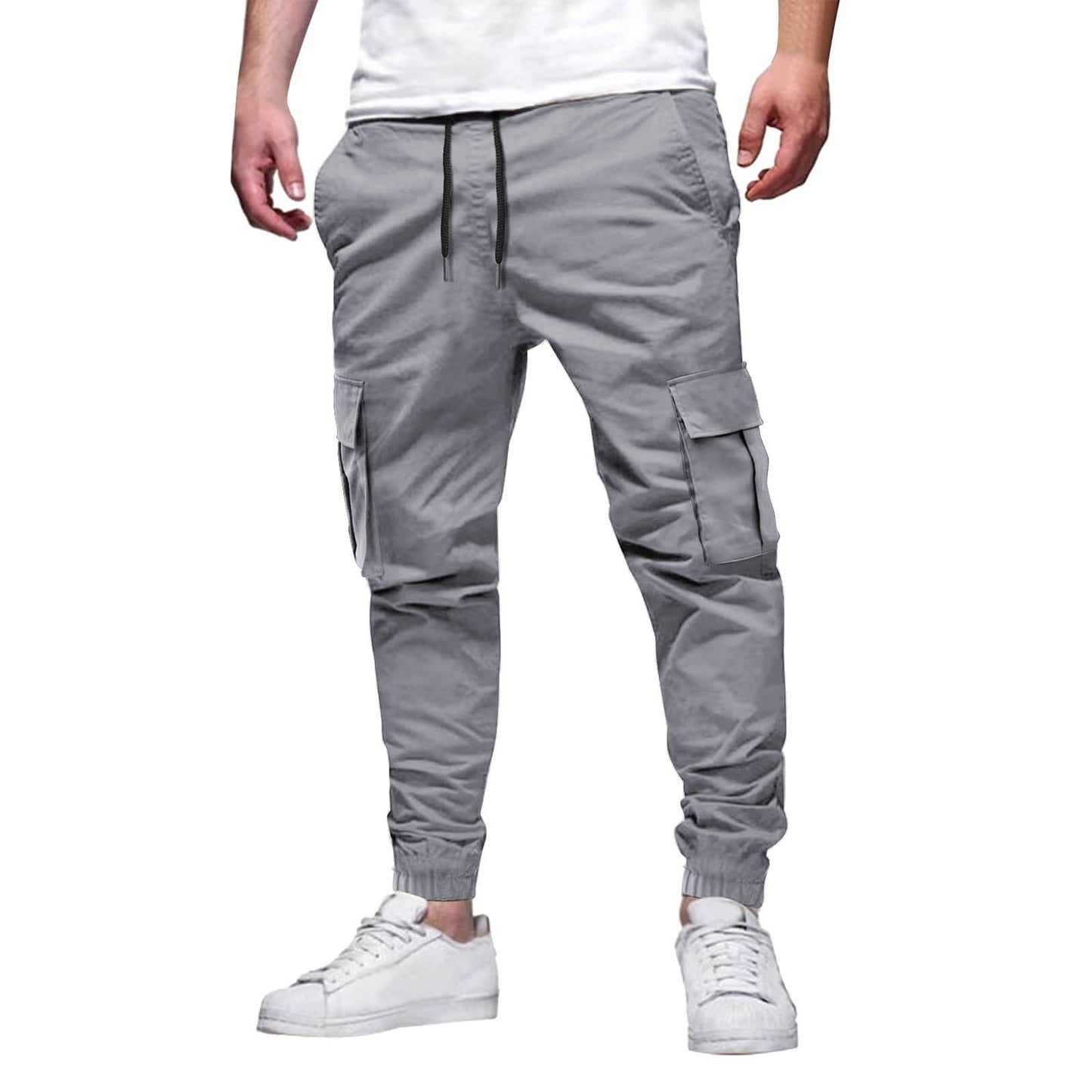 Pánske cargo jogger nohavice - slim fit - elastická bavlna - elastický pás a manžety na členkoch