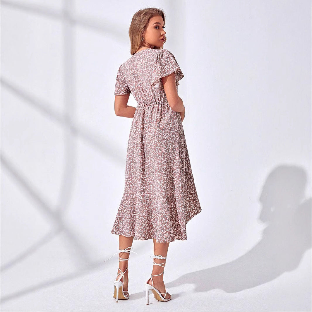 Abito avvolgente floreale con scollo a V per donna - outfit estivo leggero e alla moda