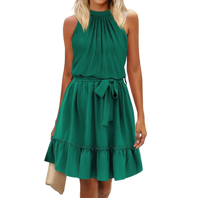 Elegantes Rundhalsausschnitt-Halterkleid - Sommerlicher Style