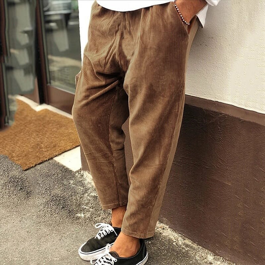 Casual, loose corduroy pants for men - West