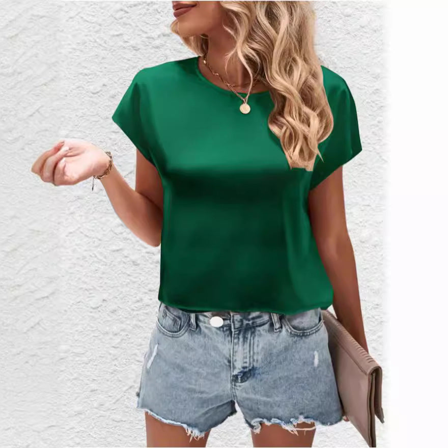 Satin-Top mit Fledermausärmeln für Damen – Stilvoll und bequem