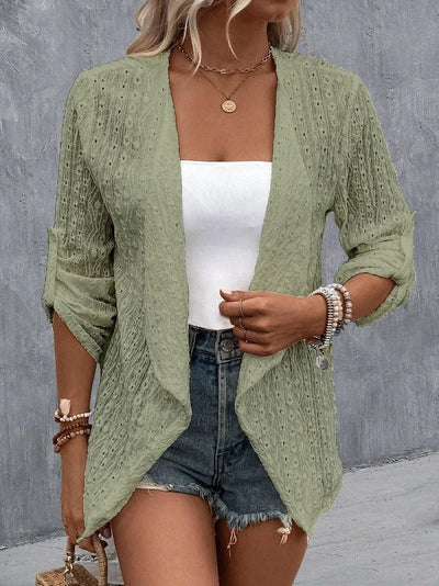 Boho Cardigan Damen gehäkelt offen geschnitten leichtes Design